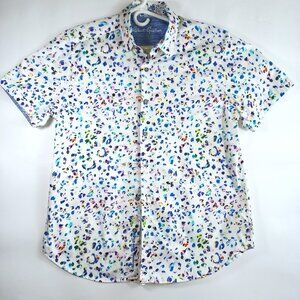 Robert graham Button up Large short sleeve shirt L Colorful animal print cotton